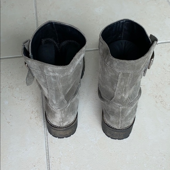 Elyse Walker Grey Suede Moto Boots. - Picture 2 of 7
